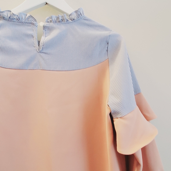 JuJu fun shirt with neck ruffles with 2 different types of the fabric - Picture 6 of 7